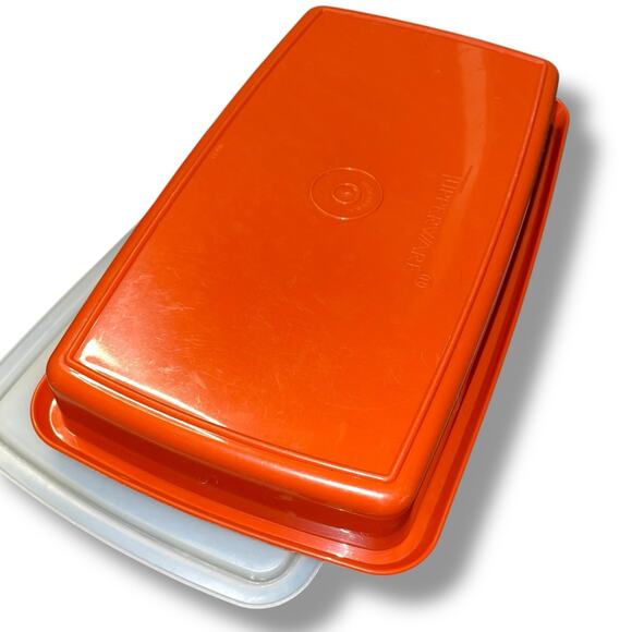 Tupperware Deli Meat Cheese Cold Cuts Keeper Lid 816 817 Paprika Red Vintage - Picture 6 of 8